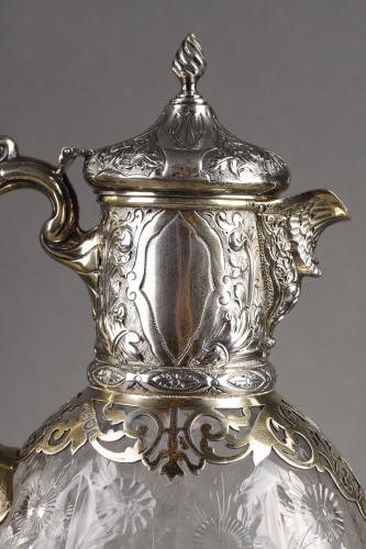 Antique Silver  - A silver, vermeil and cut crystal ewer by Charles Edwards London 1900