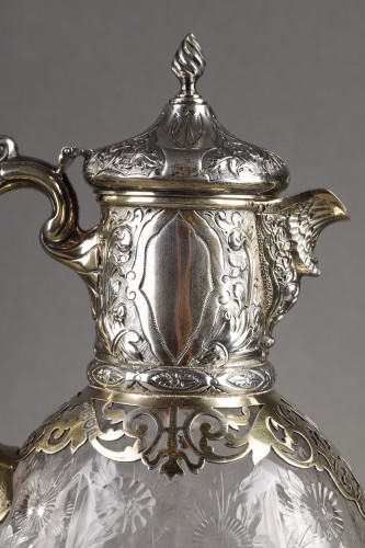 Argenterie et Arts de la table  - Aiguière en argent, vermeil et cristal taillé de Charles Edwards Londres 1900