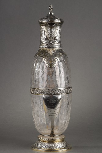 Aiguière en argent, vermeil et cristal taillé de Charles Edwards Londres 1900 - Ouaiss Antiquités