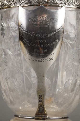 XIXe siècle - Aiguière en argent, vermeil et cristal taillé de Charles Edwards Londres 1900