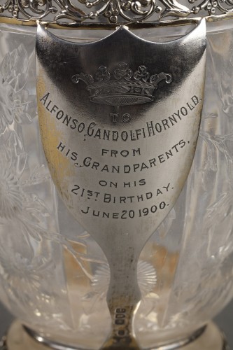 Aiguière en argent, vermeil et cristal taillé de Charles Edwards Londres 1900 - Art nouveau