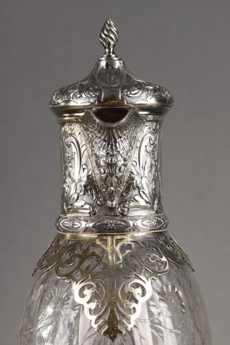 Art nouveau - Aiguière en argent, vermeil et cristal taillé de Charles Edwards Londres 1900