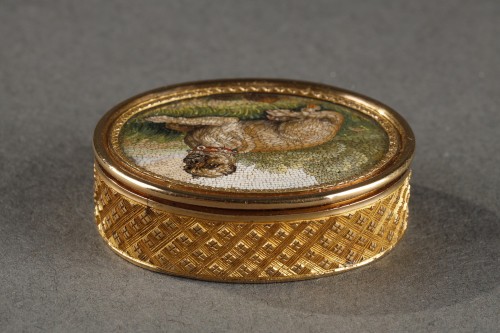 Vinaigrette en or et micro-mosaïque, début du XIXe siècle - Atelier A.Aguatti - Ouaiss Antiquités