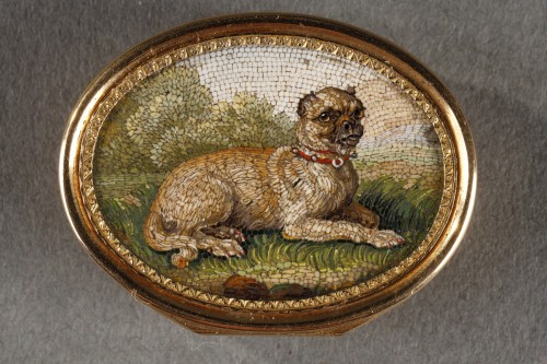 XIXe siècle - Vinaigrette en or et micro-mosaïque, début du XIXe siècle - Atelier A.Aguatti