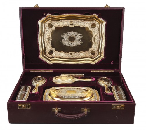 Silver-Gilt Dressing-Table Service by Lionel Alfred Crichton London, 1917