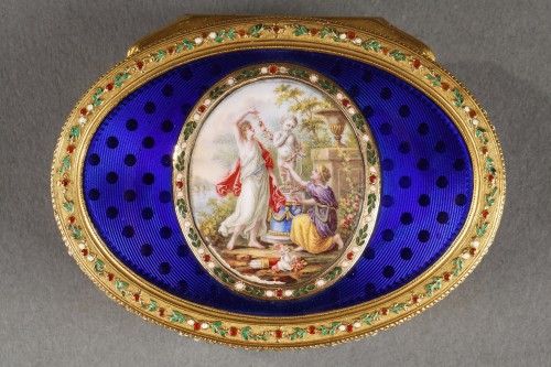 Antiquités - Exceptional 18th century enamelled gold box