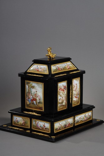 Objects of Vertu  - A 19th century Autrian ormolu and enamel-mounted ebony Cabinet.