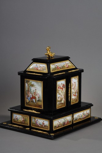 Objects of Vertu  - A 19th century Autrian ormolu and enamel-mounted ebony Cabinet