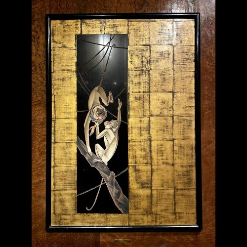 Jacques LEHMANN dit NAM (1881-1974) - Deux singes dans les lianes - Tableaux et dessins Style Art Déco