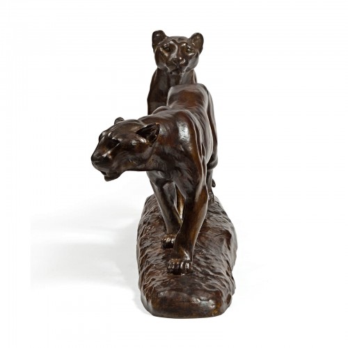 Louis RICHÉ (1877-1949) - Couple de Cougars - Sculpture Style 