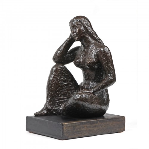 Sculpture  - Lucien GIBERT (1904-1988) - Young seated woman