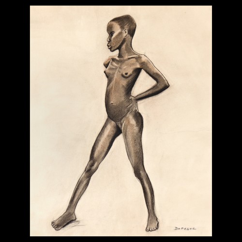 Arthur DUPAGNE (1895-1961) - "Jeune Mangbetu" - Tableaux et dessins Style 