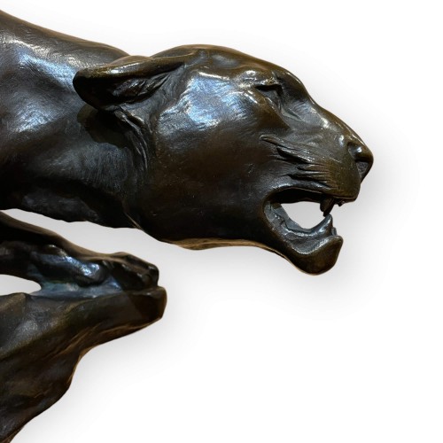 Georges GARDET (1863-1939) -  Puma à l'affut - Sculpture Style 