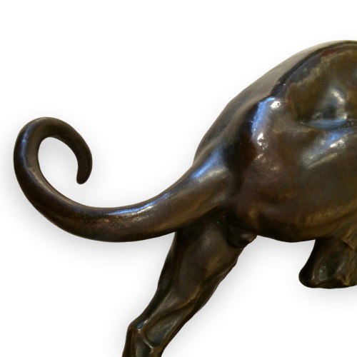 Sculpture Sculpture en Bronze - Georges GARDET (1863-1939) -  Puma à l'affut
