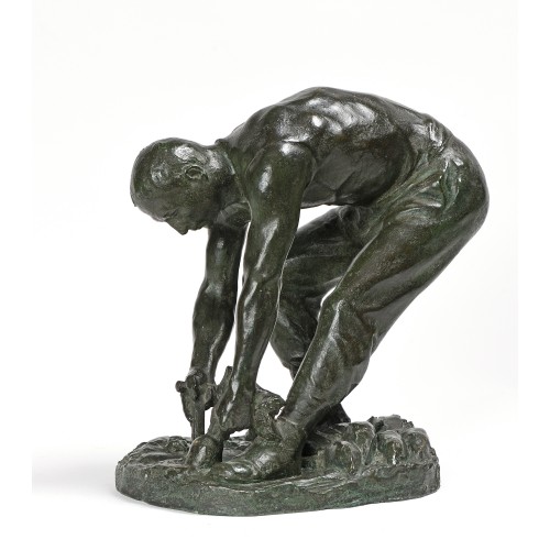 Sculpture Sculpture en Bronze - Raoul LAMOURDEDIEU (1877-1953) - Le Laboureur - La récolte des betteraves