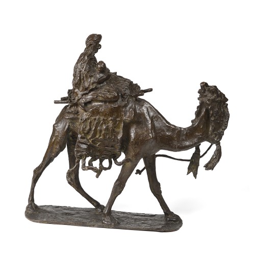 Sculpture Sculpture en Bronze - Ernesto BAZZARO (1859-1937) - Maternité au dromadaire