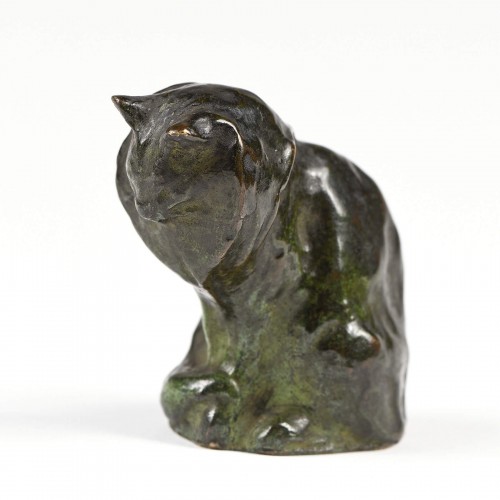 Sculpture Sculpture en Bronze - Théophile Alexandre STEINLEN (1859-1923) - Chat à la Collerette