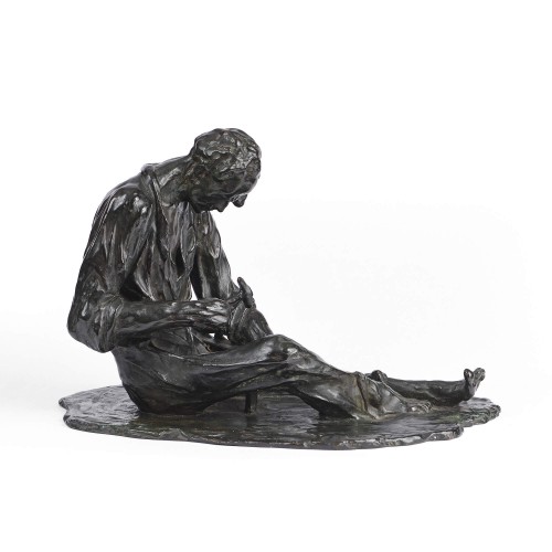 Alfredo PINA (1887-1966) - Faucheur aiguisant son fer - Sculpture Style 