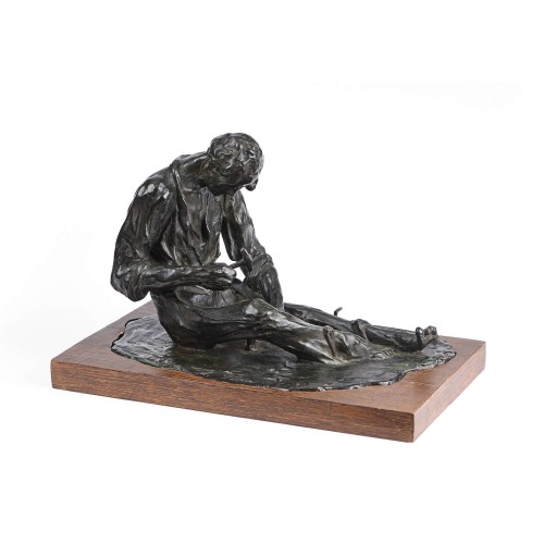 XXe siècle - Alfredo PINA (1887-1966) - Faucheur aiguisant son fer