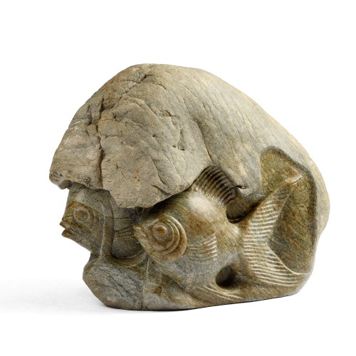 Édouard-Marcel SANDOZ (1881-1971) - "Deux poissons à l'abri" - Sculpture Style 