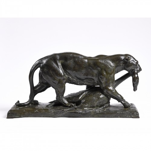 Auguste SEYSSES (1862-1946) - Panthère à la proie - Sculpture Style 
