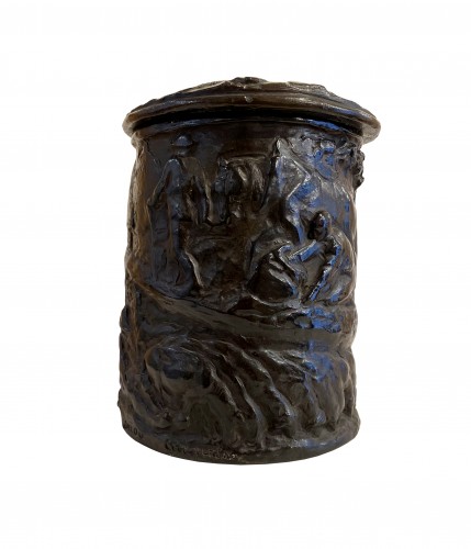 Jules DALOU (1838-1902) - Pot à tabac "Le Bineur'