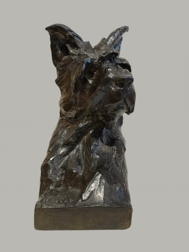 Maximilien-louis Fiot (1886-1953) - Paire de Bustes de Chiens - Sculpture Style 