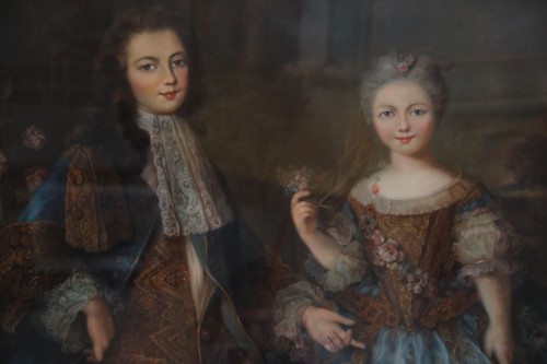 Pastel représentant Louis XV et Marie-Anne-Victoire d’Espagne, fin du XVIIe siècle