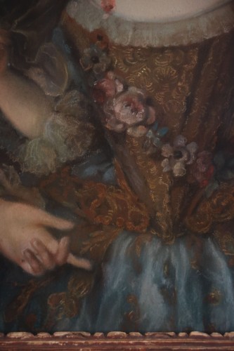 Pastel représentant Louis XV et Marie-Anne-Victoire d’Espagne, fin du XVIIe siècle - Tableaux et dessins Style 