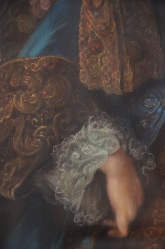 Tableaux et dessins Dessin, Aquarelle & Pastel - Pastel représentant Louis XV et Marie-Anne-Victoire d’Espagne, fin du XVIIe siècle