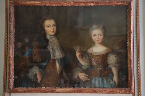 Pastel représentant Louis XV et Marie-Anne-Victoire d’Espagne, fin du XVIIe siècle - 