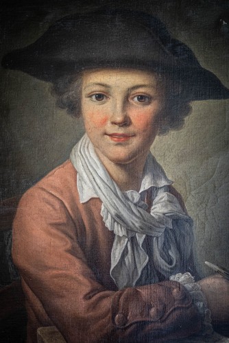 XVIIIe siècle - Portrait d’un jeune garçon dessinant