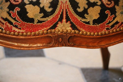 Collection of Six Walnut Armchairs, Stamped by Nadal the Elder - Louis XV