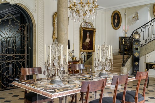 Table in marble inlay - Decorative Objects Style Louis XIV