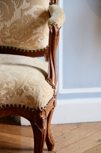 Louis XV - Suite of four armchairs stamped Tilliard