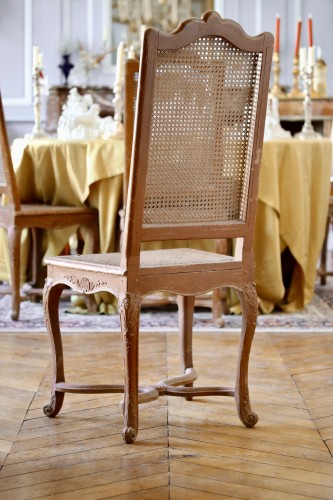 18th century - Set of eight Regence caned chairs