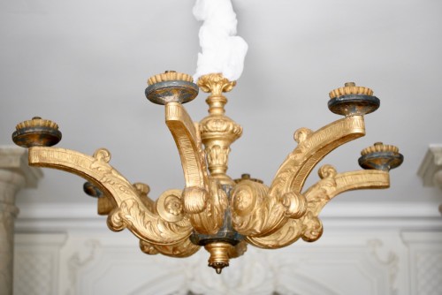 Louis XIV - Lustre en bois doré à six bras de lumière