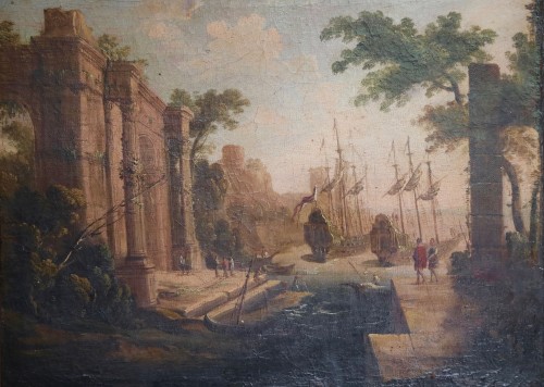 XVIIIe siècle - Vue d’un port à l’antique