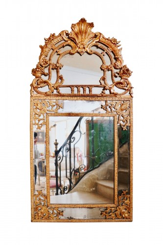 French Regence gilded wood mirror