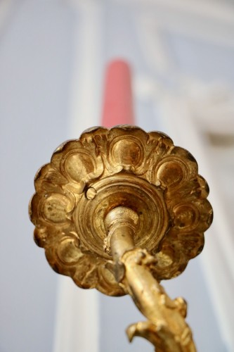 Paire d'appliques en bronze doré au modèle de Boulle - Luminaires Style Régence