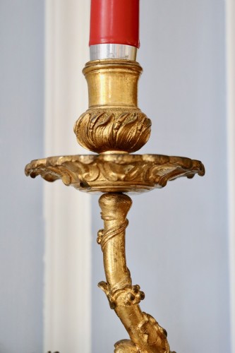 XVIIIe siècle - Paire d'appliques en bronze doré au modèle de Boulle