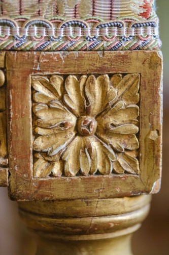 Seating  - Gilded carved wood Louis XVI stool 