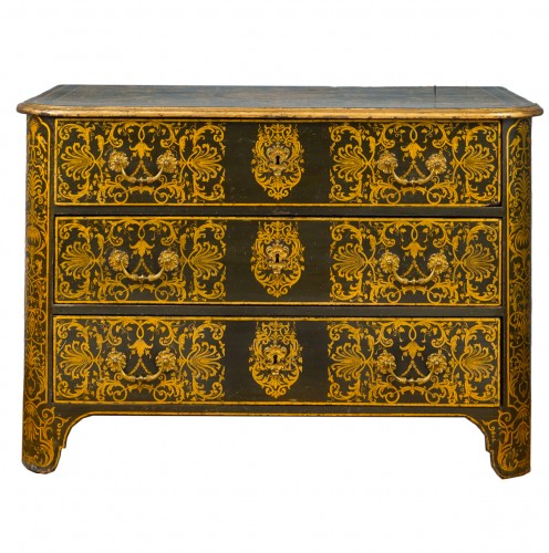 Rare commode with Bérain-style decoration in imitation of Boulle marquetry