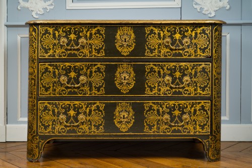 Furniture  - Rare commode with Bérain-style decoration in imitation of Boulle marquetry