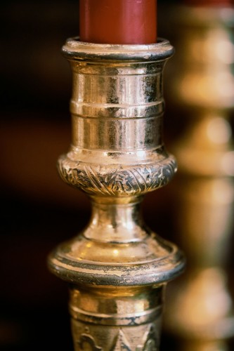 suite of four gilt bronze candlesticks - Louis XIV