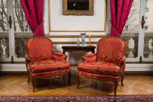 Louis XV - Paire de bergères à la Reine Louis XV estampillée Jacques Pierre Letellier