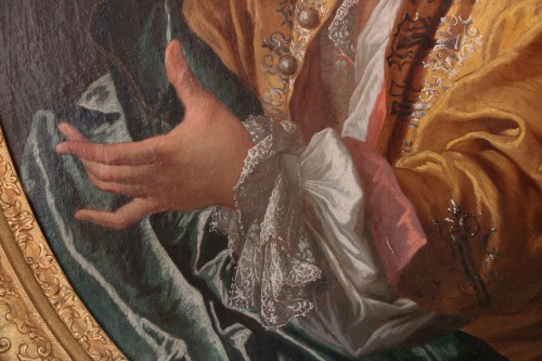 Portrait d’homme au drapé vert attribué à André BOUYS (1656-1740) - Tableaux et dessins Style Louis XV