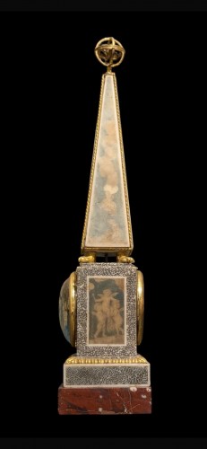 XVIIIe siècle - Pendule obélisque Louis XVI signée Bourdier