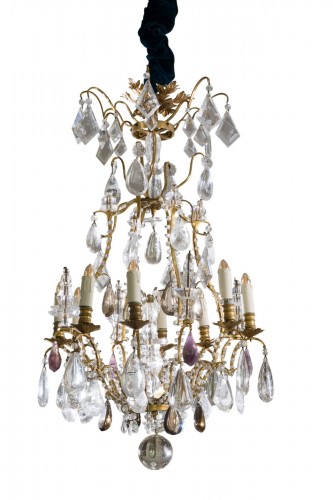Lustre cage en bronze doré à huit bras de lumières