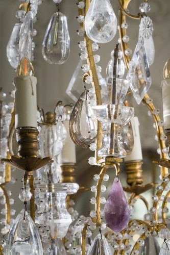 Luminaires Lustre - Lustre cage en bronze doré à huit bras de lumières